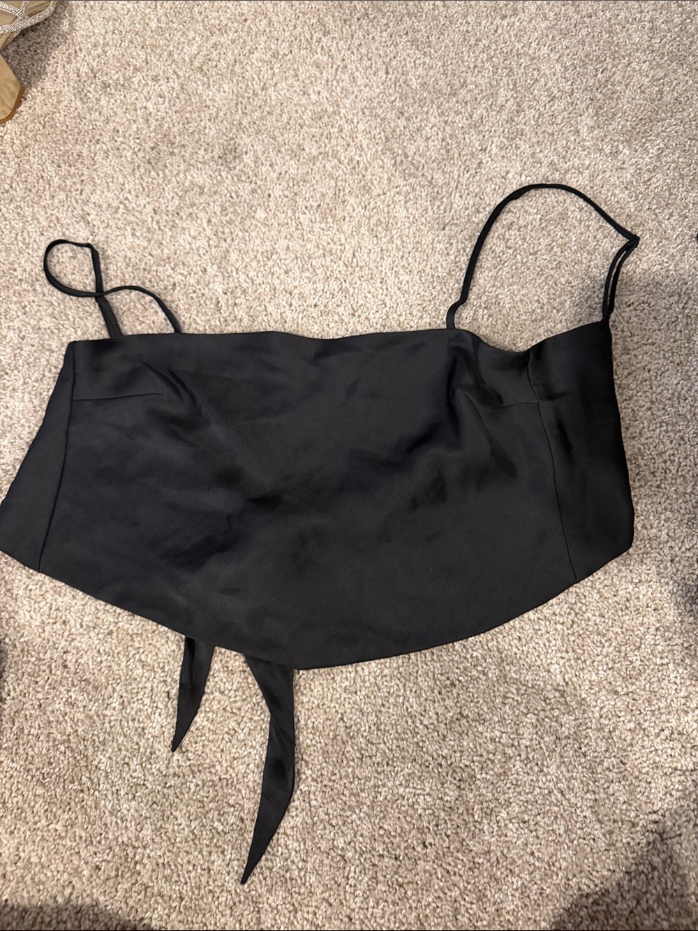 Sunday Best Black Satin Tie-Back Camisole